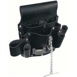 Klein Tools 5178 Pocket Tool Pouch, Leather, Tunnel Loop Belt Connection, Black